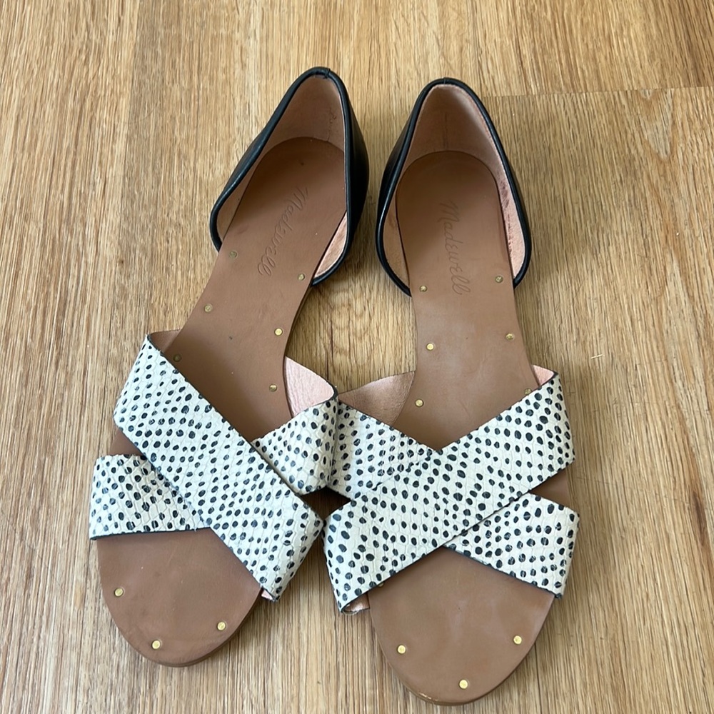 NEW MADEWELL Open Toe flats, spring and summer, casual, printed